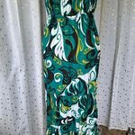 Coconut Moon Hawaiian Aloha Adjustable Spaghetti Straps Tiered Maxi Dress M Green Size M Photo 3