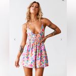 White Fox Boutique White Fox Women’s‎ Size M Plunge Neck Playsuit Romper Floral Tropical Resort Photo 11