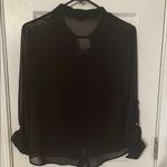 American Dream  Black Sheer Button-Up Blouse Photo 2