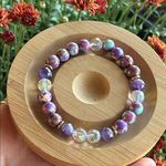 Handmade Purple Sea Sediment Jasper + Amethyst + AB Crystal Beaded Bracelet * Photo 0