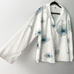 Miss Look Floral Top Womens Large Mature Modest Art Lightweight Career Workwear White Photo 4