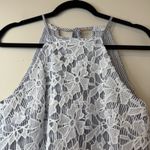 Adiva Women's Size Small Halter Top Blue/White Striped Lace Overlay Casual # Photo 7