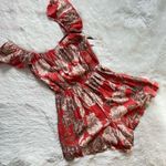 Amuse Society Women’s Floral Romper in Red and Brown Photo 0