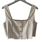 Anthropologie  Flat White Square-Neck Crop Top Color Sand Size Large NEW Photo 0