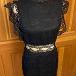 NWT, Lavishly Paris Women’s Sexy Scallop Mesh Ruffle Hem Detailed Dress. Black Size M Photo 10