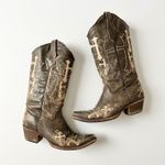 Circle G  Womens Western Boots Brown Leather Cross Embroidery Square Toe Size 9 Photo 10