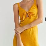 Tara Tie Front Satin Midi Dress Yellow Photo 2