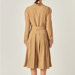 English Factory  Pleated Collared Midi Dress in‎ Camel - Size M Photo 3