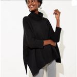 Loft  Womens Black Mock Neck Poncho Sweater Size 14 Dolman Sleeve Cozy Boho Photo 1