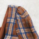 Gianni Bini Brown Plaid Smocked Crop Top Long Puff Sleeve Square Neck Sz 10 New Photo 6