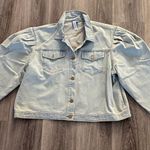 Flax +Field Light Blue Denim Jacket 2X Puff Sleeve. Photo 0