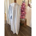 Vintage Linda Light Blue Floral Jacquard Button Front Long Sleeve Nightgown L Size L Photo 2