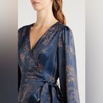 Ciebon Lilian Long Sleeve Satin Wrap Maxi Dress M Blue Size M Photo 2
