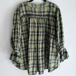 Free People  Lou Top in Meadow Plaid Green Oversized Sz XS Photo 4