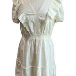 LC Lauren Conrad Lauren Conrad V Neck Cream Ruffle Cottagecore Mini Dress Sz M Photo 0