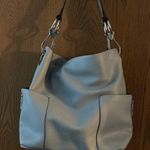 Pebbled Leather Soft Blue Gray bag. Luxury bag Photo 0