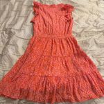 Rachel Zoe Pink & Orange Floral Flutter Sleeve Tiered A-Line Mini Dress Photo 4