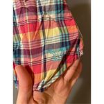 American Eagle Plaid Button Up Polo Short Sleeve Or 3/4 Sleeve Top Size 0 Photo 6