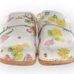 Buxa Floral Leather Clogs Wooden Sole Slip Photo 1