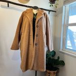 Tan Plush Long Oversized Peacoat Trench Button Front Jacket Size 2X Photo 9