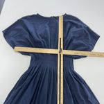 Eshakti  Dress Womens 0 Navy Blue Fit Flare Pleated Cotton Spandex Waist Midi‎ Photo 4