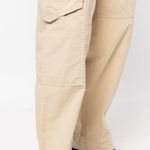 Ganni Womens Straight Leg Organic Cotton Cargo Beige Pull On Trousers L Photo 4