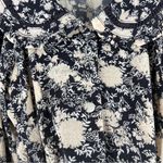 LC Lauren Conrad  Womens Size L Black‎ Floral Ruffle Chiffon Collared Shirt Dress Photo 7