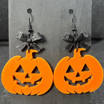 Pumpkin Earrings with Bow‎ – Cute Fall & Halloween Jewelry Orange Photo 0