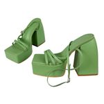 Princess Polly La Belle Platform Heels Green Sz 6 Strappy Photo 3