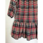 LDT Rachel Plaid Round Neck 3/4 Puff Sleeve Ruffled Poof Swing Dress Size 2/S Red Photo 4