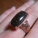 Matrix Silver Shungite 14K Rose Gold Over Copper Ring (Size 8) Photo 0