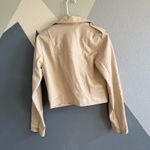 ZARA  Cream Ecru Cropped Faux Leather Biker Jacket Size XS Photo 2