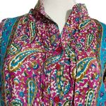 Tolani  Medium Silk Top Blouse Boho Colorful Photo 1