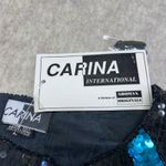 NWT Vintage 80s CARINA Sequin Top Blue Gold Lightning Black Silk Women's Large Photo 4