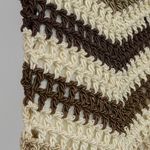 Vintage 90s Beige & Brown Crochet Crossbody Mini Bag Photo 4