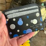 Kate Spade Authentic  leather Card Holder with Blue and Silver glitter Dots Photo 1