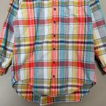Vintage 90s Plaid Shirt Colorful Women Long Sleeve Button Photo 3