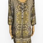 Fig and Flowers Floral Tunic Sz M Gold Size M Photo 3
