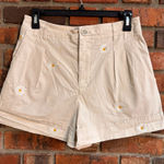 Maeve  womens embroidered daisy high rise pleated shorts tan 6 Photo 0