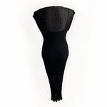 Massimo Dutti  Midi Dress Black Ribbed Knit Bodycon Viscose Sheer Resort Small Photo 3