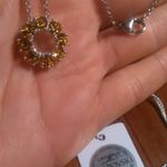 Yellow Swarovski Crystal Sterling Silver Circle Pendant Stainless Steel Necklace Photo 6