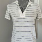 Rag and Bone Womans Sz:XS White Blue Striped Terry Cloth Collared Vneck Casual Top Photo 0