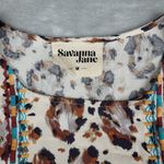 Savanna Jane Women's Top M Blouse Animal Print Embroidered Long Sleeve Western Brown Size M Photo 2
