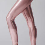 HEROINE SPORT $99 Marvel Shimmering Pink Rose Gold Leggings M Size M Photo 0