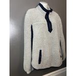 Mia & Tess Sherpa Pullover Womens XL Gray Navy Quarter Zip Fleece Sweater Cozy Photo 1