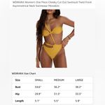 WDIRARA One Piece Cheeky Swimsuit Twist Front Asymmetrical Monokini Yellow Large Photo 7