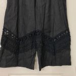 Susan Graver Black Wide Leg Cropped Pants Lace Trim Elastic Waist Women's 16 Photo 12