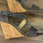 Stuart Weitzman Gold Silver Glitter Cork Wedge Ankle Strap Women’s Photo 7