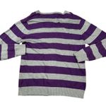 Ralph Lauren  Striped Cardigan Sweater V-Neck Purple Gray Pony Logo Size M Photo 3