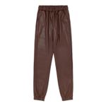 We Wore What Brown Vegan Leather Joggers in Cacao Size Large Photo 1